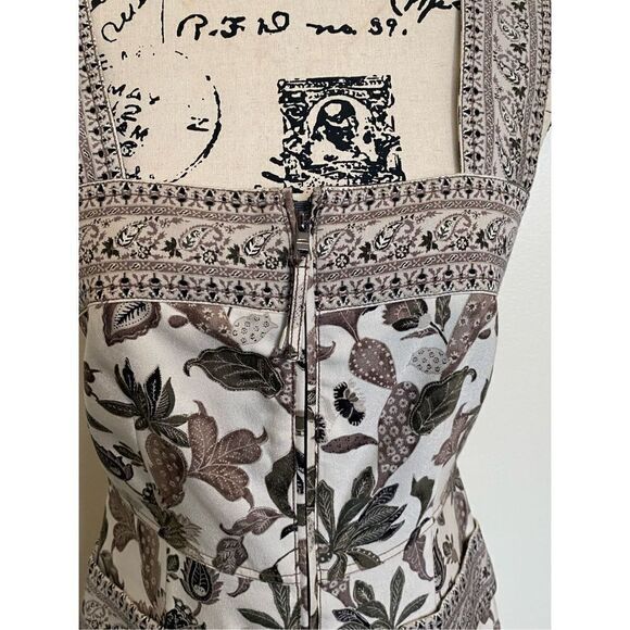 NWT Tory Burch New Ivory Wisteria Silk Sleeveless Zip Up Women's Shift Dress Siz - Picture 7 of 11